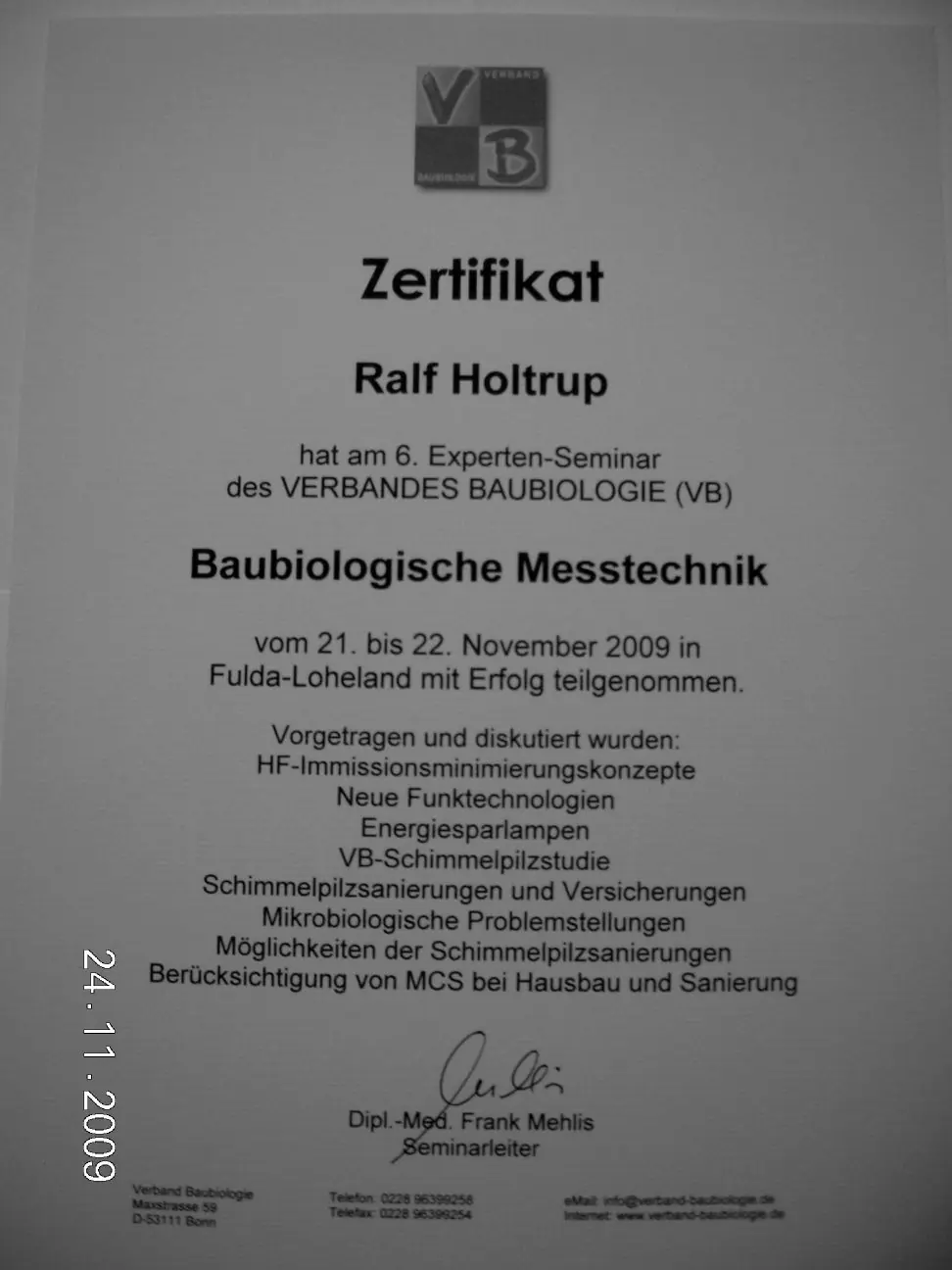 Expertenseminar Baubiologie VB