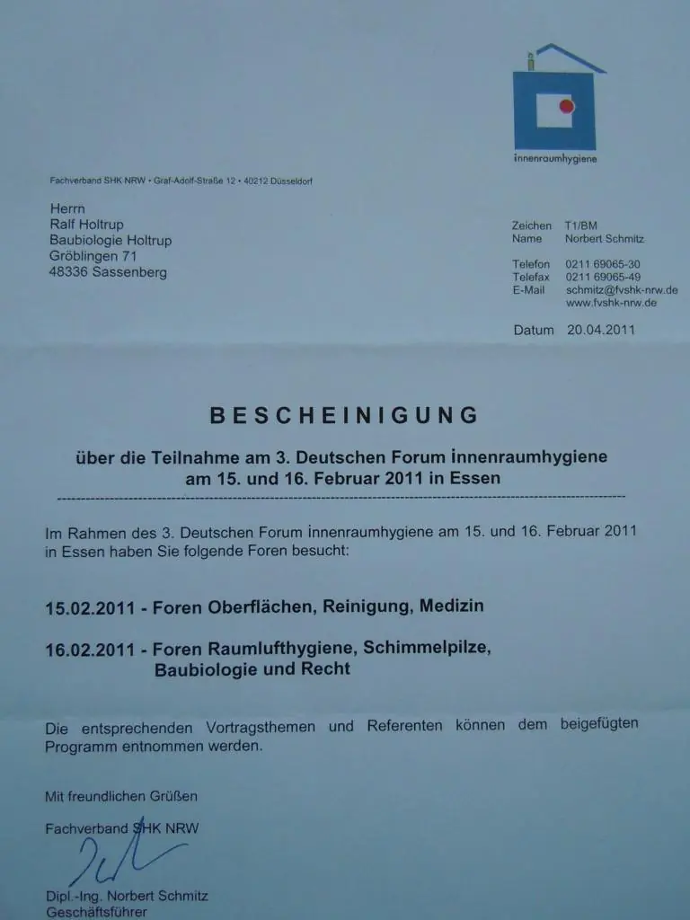 Teilnahme Am 3 Deutschen Forum Innenraumhygiene Essen