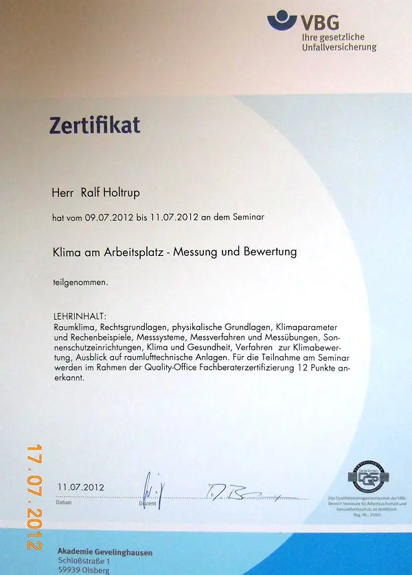 Seminar Klima Am Arbeitsplatz VBG