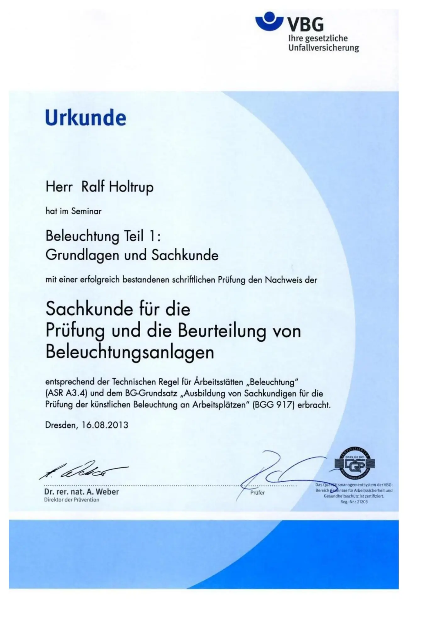 Seminar Beleuchtung Prufung Und Beurteilung VBG Seite 1