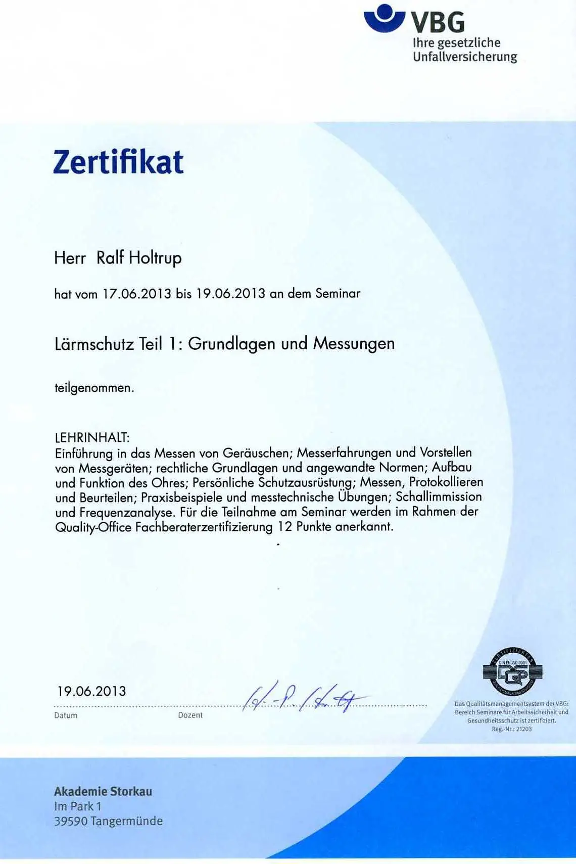 Seminar Larmschutz Grundlagen Und Messungen VBG