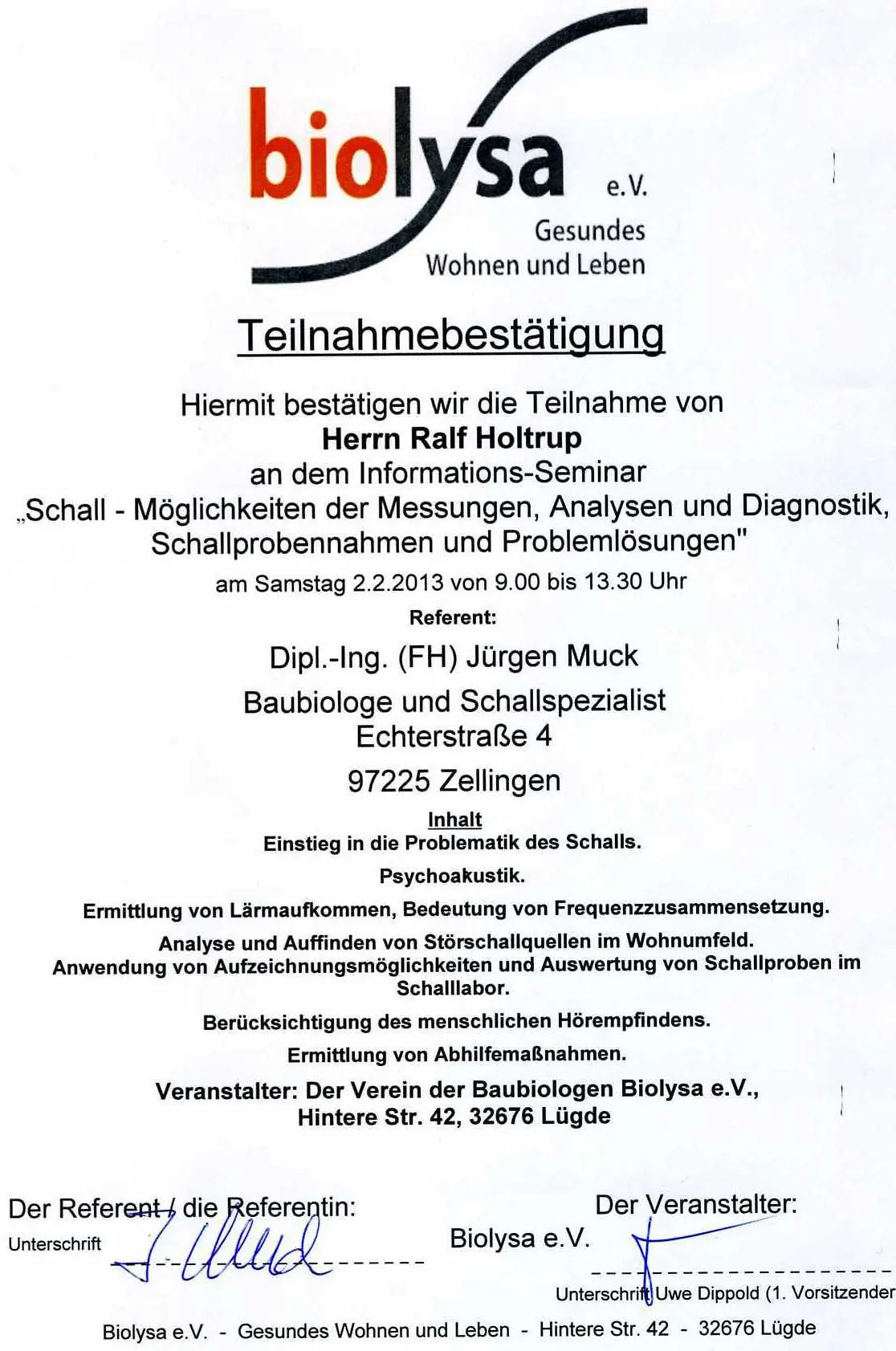 Seminar Schall Analyse Probe Problemloesungen Muck