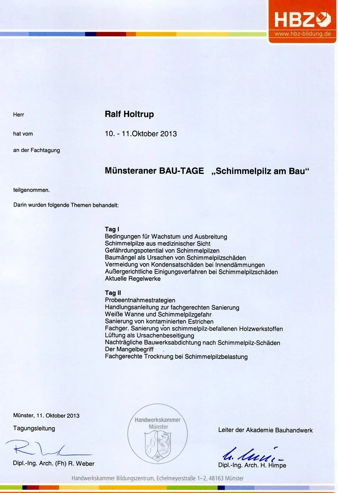 Teilnahme Schimmelpilze Am Bau Munsteraner Bautage Des HWZ