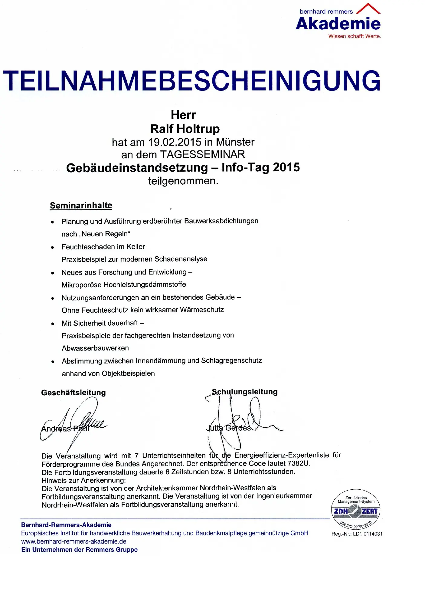 Seminar Gebaeudeinstandsetzung Bauwerksabdichtung Remmers