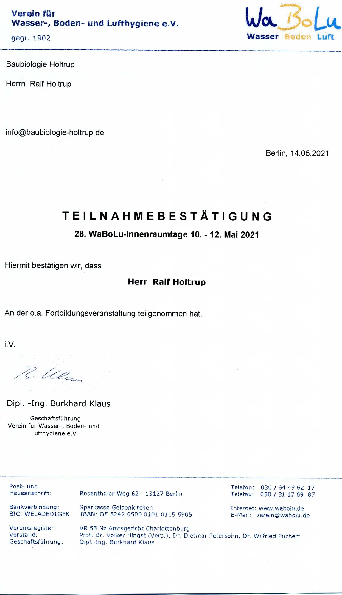 Innenraumtage Lüftung Analytik Gerüche WaBoLu