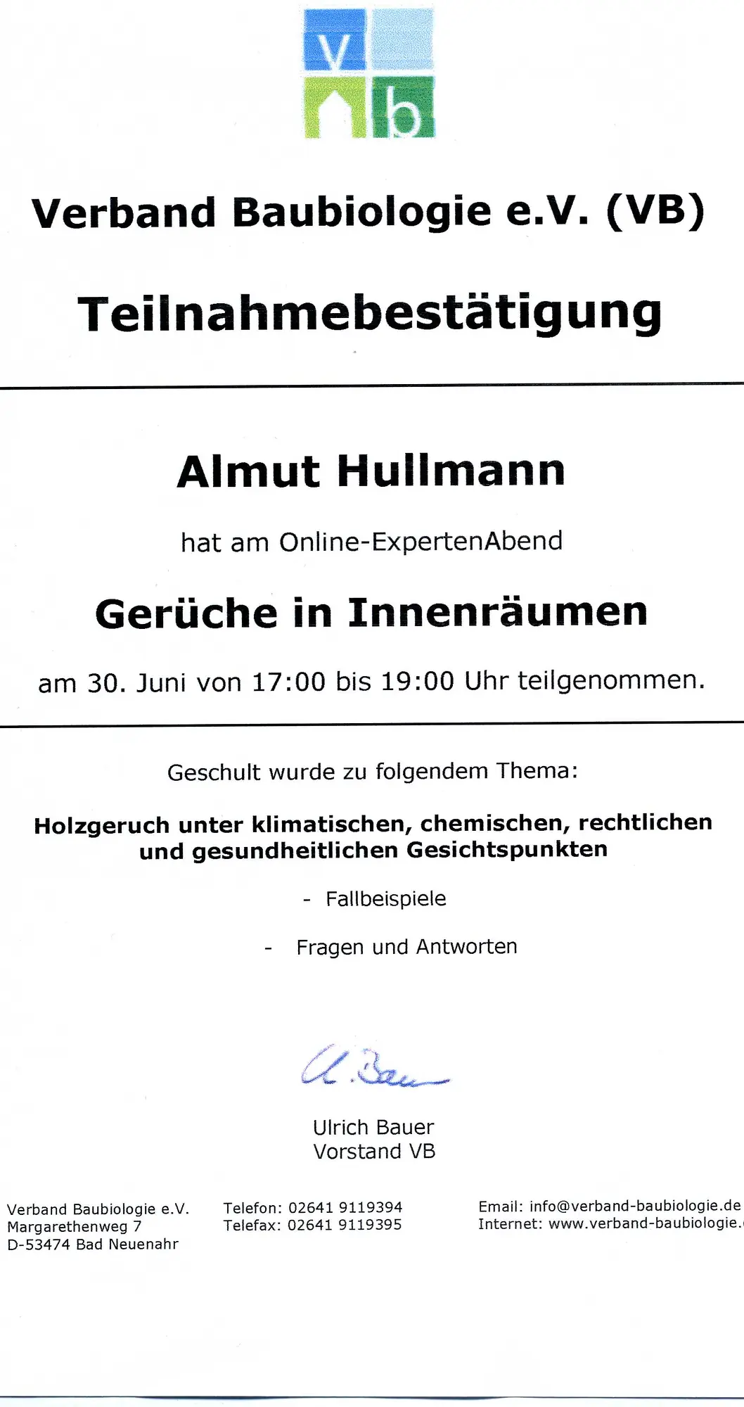 Seminar Gerüche In Innenraeumen Holzgeruch VB