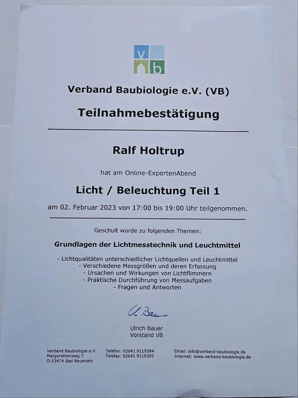 Seminar Licht Beleuchtung VB